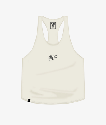 Musculosa Racerback Blanco/Perla Glifo´s - Movimiento sin Límites