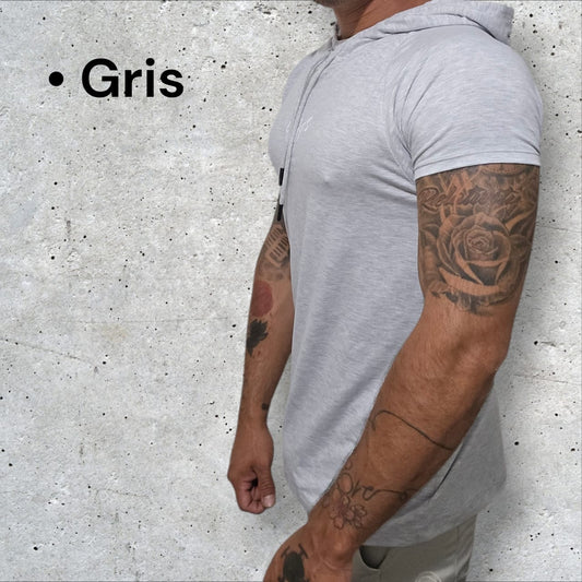 Polera con capucha ajustada Gris - Manga corta - Glifo's