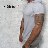 Polera con capucha ajustada Gris - Manga corta - Glifo's