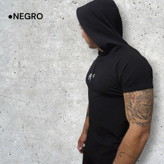 Polera con capucha ajustada Negro - Manga corta - Glifo's