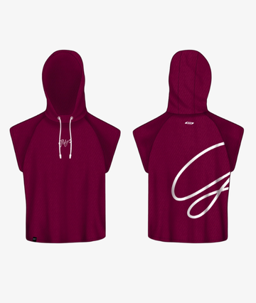 Polera sin Mangas con capucha Burdeo Glifo's - Corte Ranglan